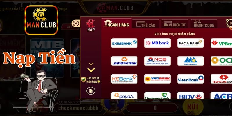 Hướng dẫn nạp tiền MANCLUB chi tiết từng bước